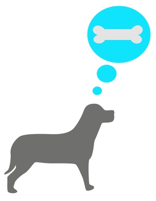 Hund träumt von Knochen