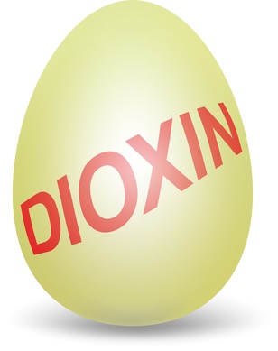 Dioxinaufschrift auf ein Ei